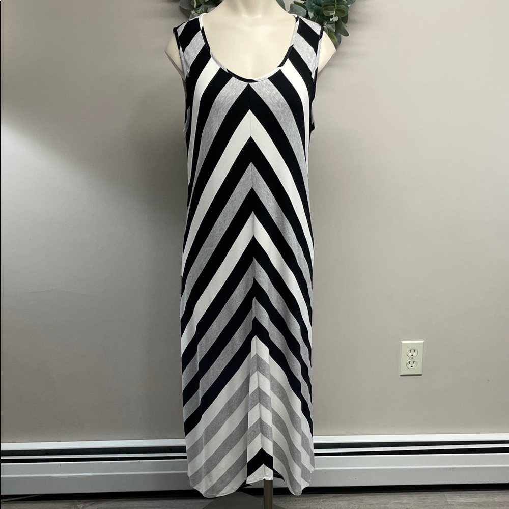 Chico's Black and White Striped Maxi Dress